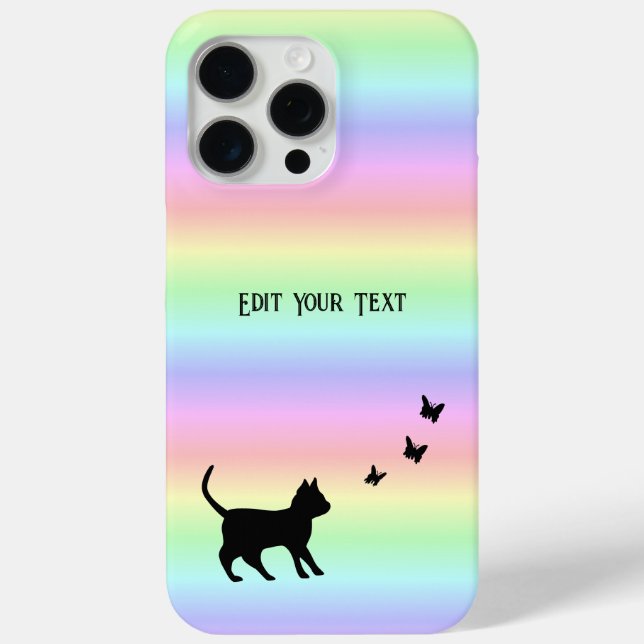 Black Cat and Butterfly on Rainbow Case-Mate iPhone Case (Back)
