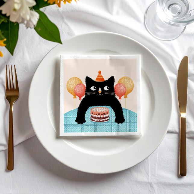 Black cat and cake napkin (Creator Uploaded)
