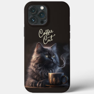 Black Cat and Coffee iPhone 13 Pro Max Case