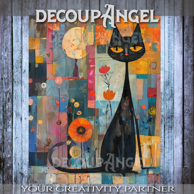Black Cat and Colours -Decoupage- Tissue Paper (Creator Uploaded)