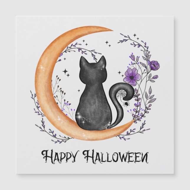 Black Cat and Crescent Moon for Happy Halloween (Front)