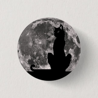 Black Cat and Full Moon Button