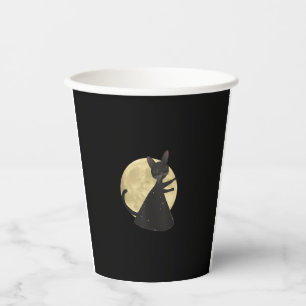 Black Cat and Full Moon Halloween Night Paper Cups