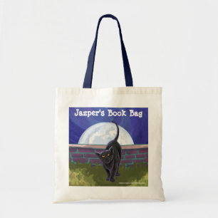Black Cat and Full Moon Personalised Book Bag