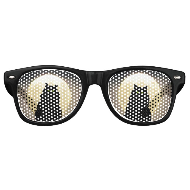 Black Cat and Full Moon Retro Sunglasses (Front)