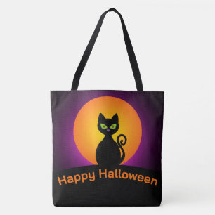 Black Cat and Full Moon Tote Bag