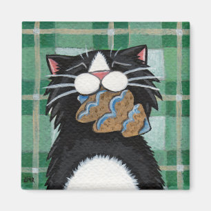 Black Cat and Gingerbread Xmas Tree Magnet