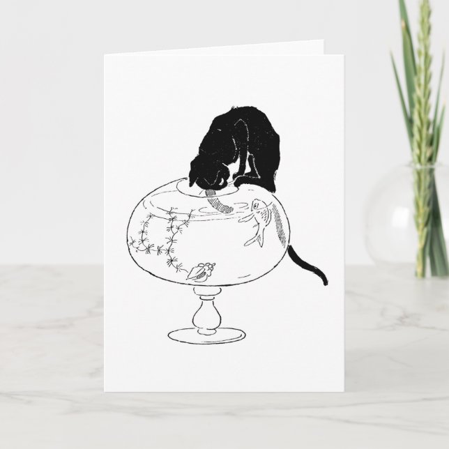 Black Cat and Goldfish, Alexandre Steinlen Card (Front)