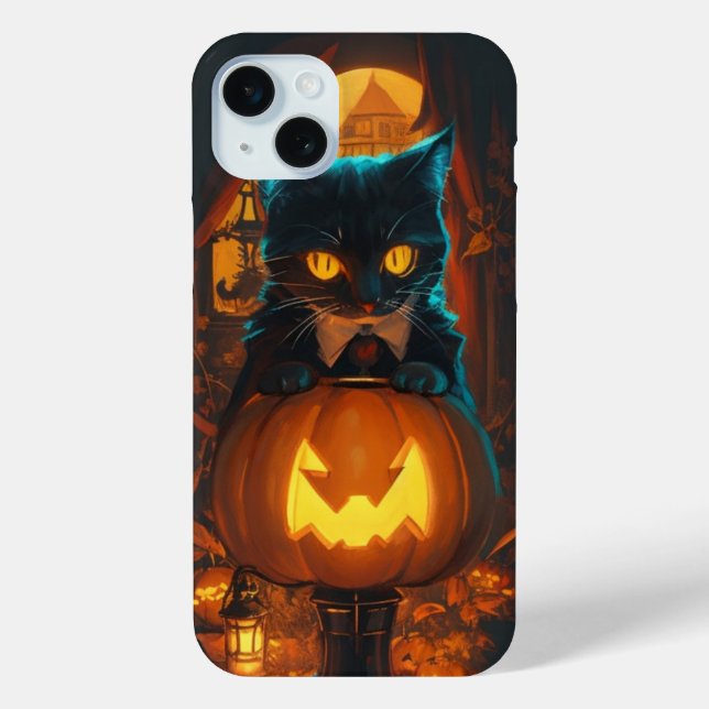 Black cat and Jack oi lantern Case-Mate iPhone Case (Back)