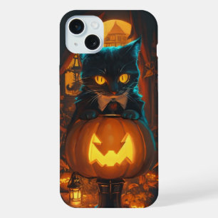 Black cat and Jack oi lantern iPhone 15 Plus Case
