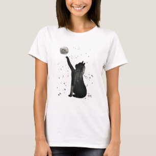 Black cat and moon pet kitten watercolor T-Shirt