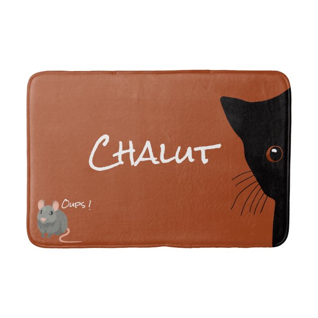 black cat and mouse bath mat (Front)