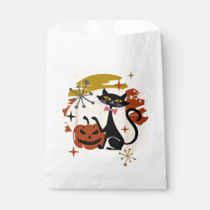 Black Cat and Pumpkin Atomic Retro Halloween T-Shi Favour Bags