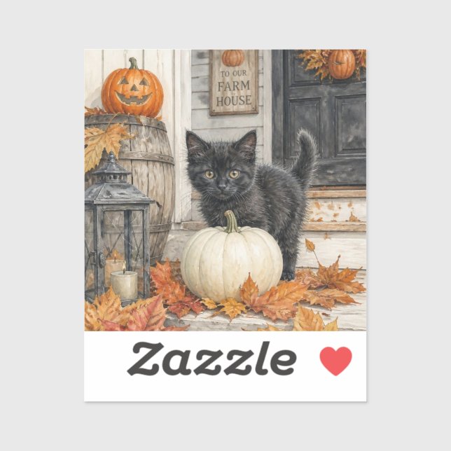 Black Cat and Pumpkin Farmhouse Halloween  (Sheet)