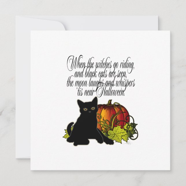 Black Cat and Pumpkin Invitation (Front)