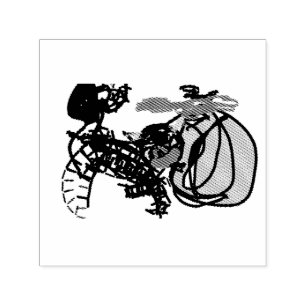 Black Cat and Pumpkin love Self-inking Stamp
