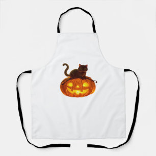 Black Cat and Pumpkin – Spooky Halloween Magic Cla Apron