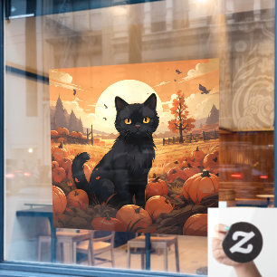 Black Cat and Pumpkins