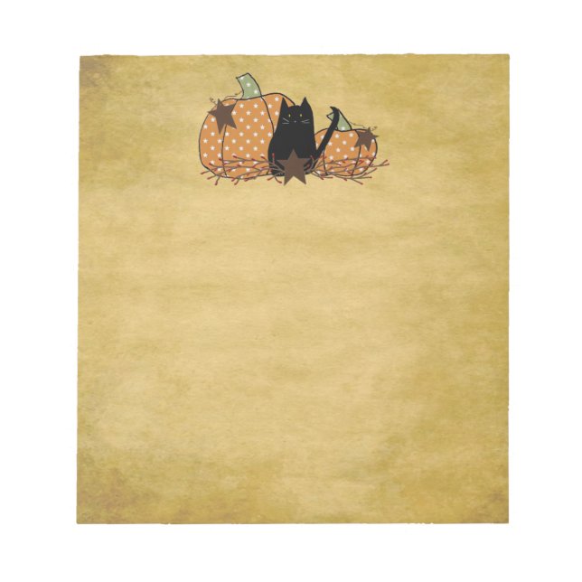Black Cat And Pumpkins Notepad (Front)