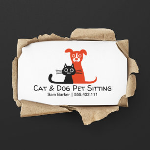 Black Cat and Red Dog Pet Sitting Pet Care Business Card