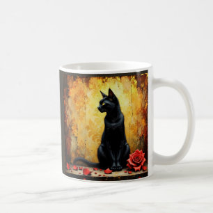 Black Cat and Roses Coffee Mug