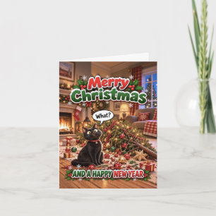 Black cat and the Christmas tree! Card