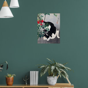 Black Cat and Tomato Plant Takahashi Hiroaki 1931 Poster