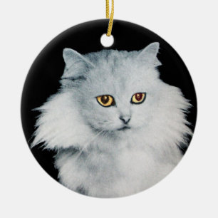 BLACK CAT AND WHITE CAT CERAMIC TREE DECORATION