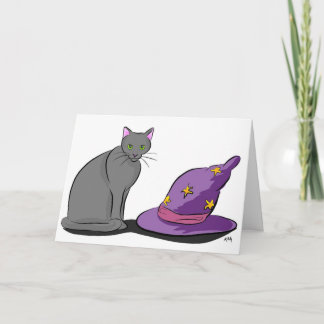 Black Cat and Witch Hat Card