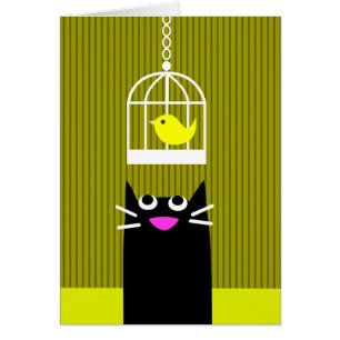 Black Cat and Yellow Bird