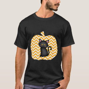 Black Cat And Zigzag Pumpkin Halloween Men Women T-Shirt