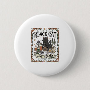 Black Cat Apothecary Cat Witchy Mystic Apothecary  6 Cm Round Badge