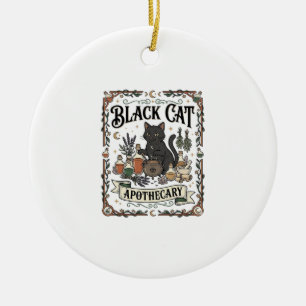 Black Cat Apothecary Cat Witchy Mystic Apothecary Ceramic Tree Decoration