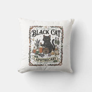 Black Cat Apothecary Cat Witchy Mystic Apothecary  Cushion
