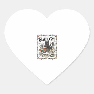 Black Cat Apothecary Cat Witchy Mystic Apothecary  Heart Sticker