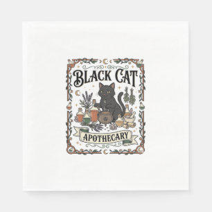 Black Cat Apothecary Cat Witchy Mystic Apothecary  Napkin