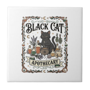 Black Cat Apothecary Cat Witchy Mystic Apothecary Tile