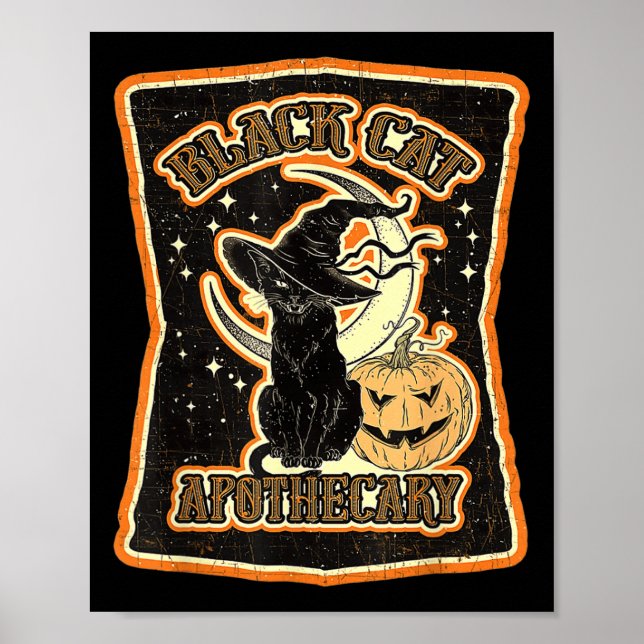 Black Cat Apothecary Funny Halloween Costume  Poster (Front)