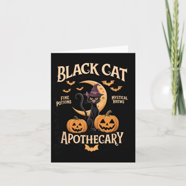 Black Cat Apothecary Halloween Enthusiasts Card (Front)