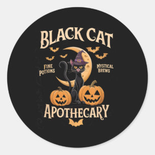 Black Cat Apothecary Halloween Enthusiasts Classic Round Sticker