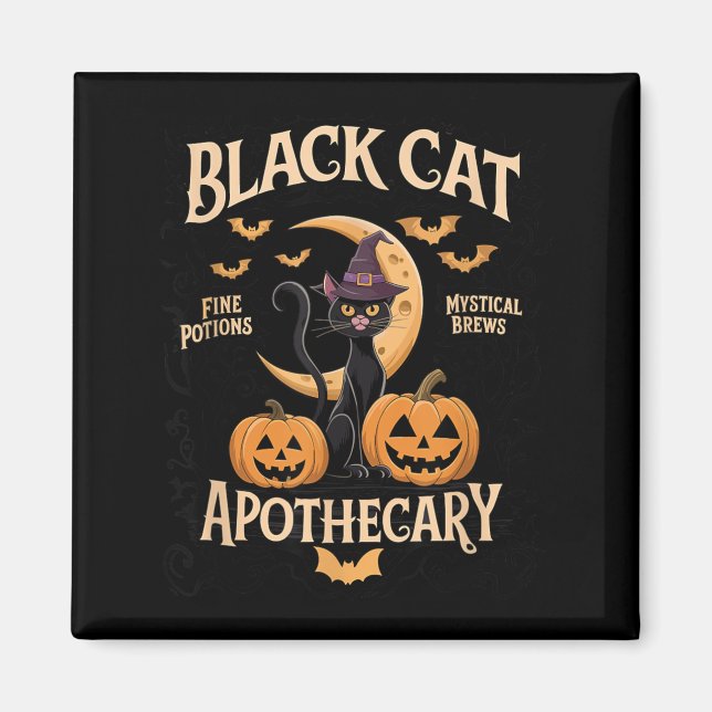 Black Cat Apothecary Halloween Enthusiasts Magnet (Front)