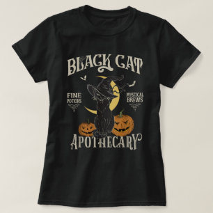 Black Cat Apothecary Retro Halloween Design T-Shirt