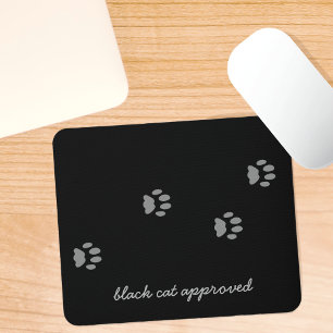 Black Cat Approved Paw Print Mousepad