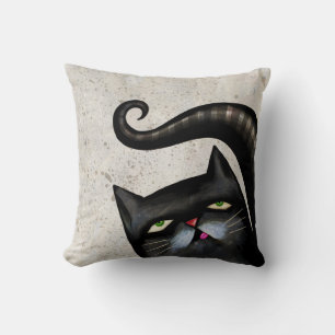 BLACK CAT ART CUTE Throw Pillows