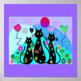 Black Cat Art  "Fantasy Cats of Summer" Poster