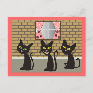 Black Cat Art Gifts "We Three Amigos" Postcard