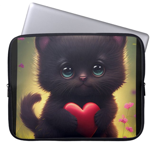 BLACK CAT ART LAPTOP SLEEVE (Front)