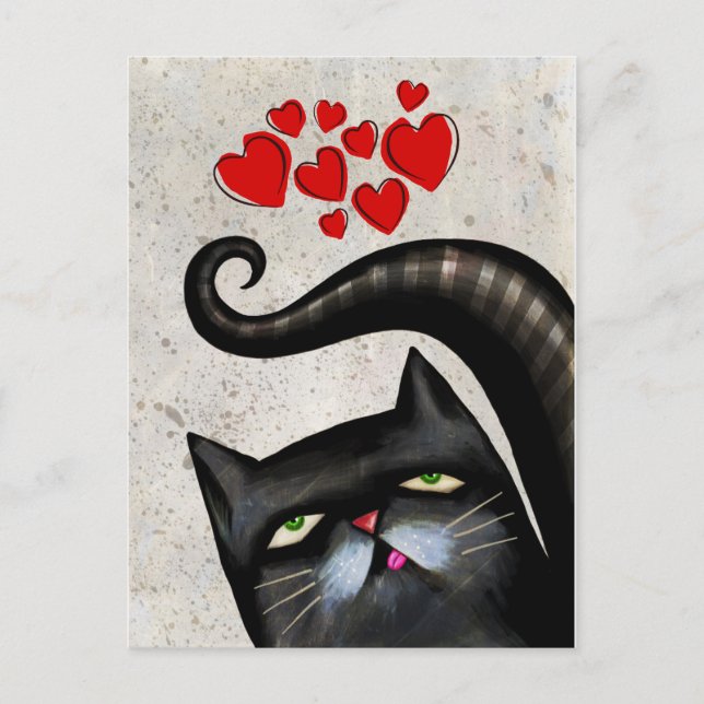 BLACK CAT ART LOVE POSTCARDS (Front)