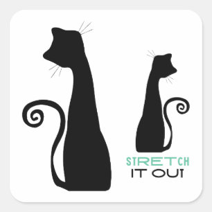 Black cat art square sticker