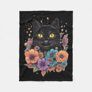 Black Cat Art Sticker1 Fleece Blanket